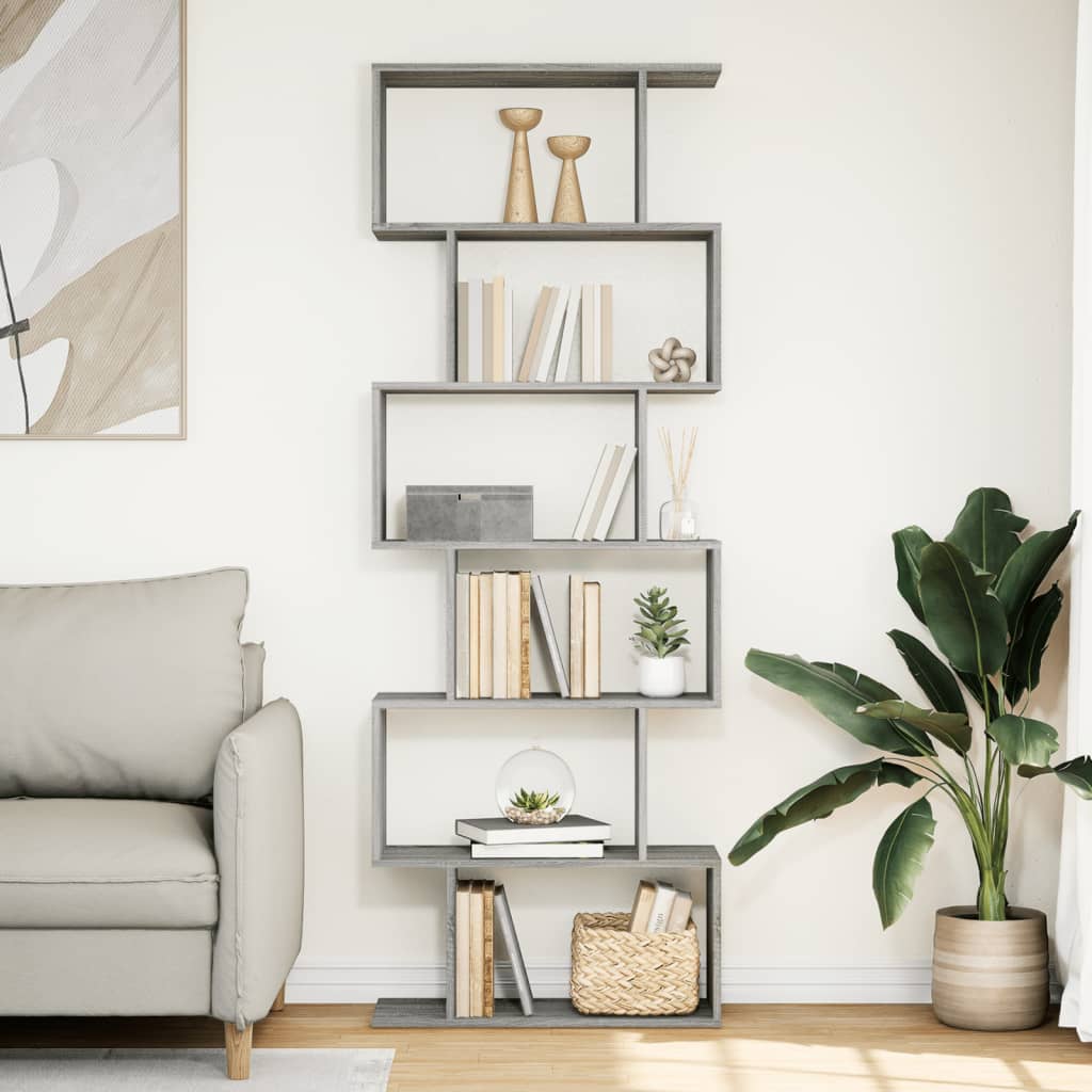 Étagère séparatrice de pièce 6 niveaux sonoma gris 70x24x193 cm - XIOS