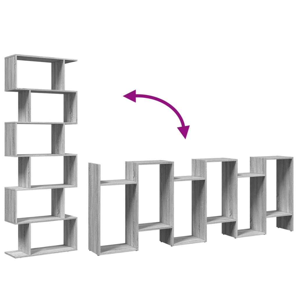 Étagère séparatrice de pièce 6 niveaux sonoma gris 70x24x193 cm - XIOS