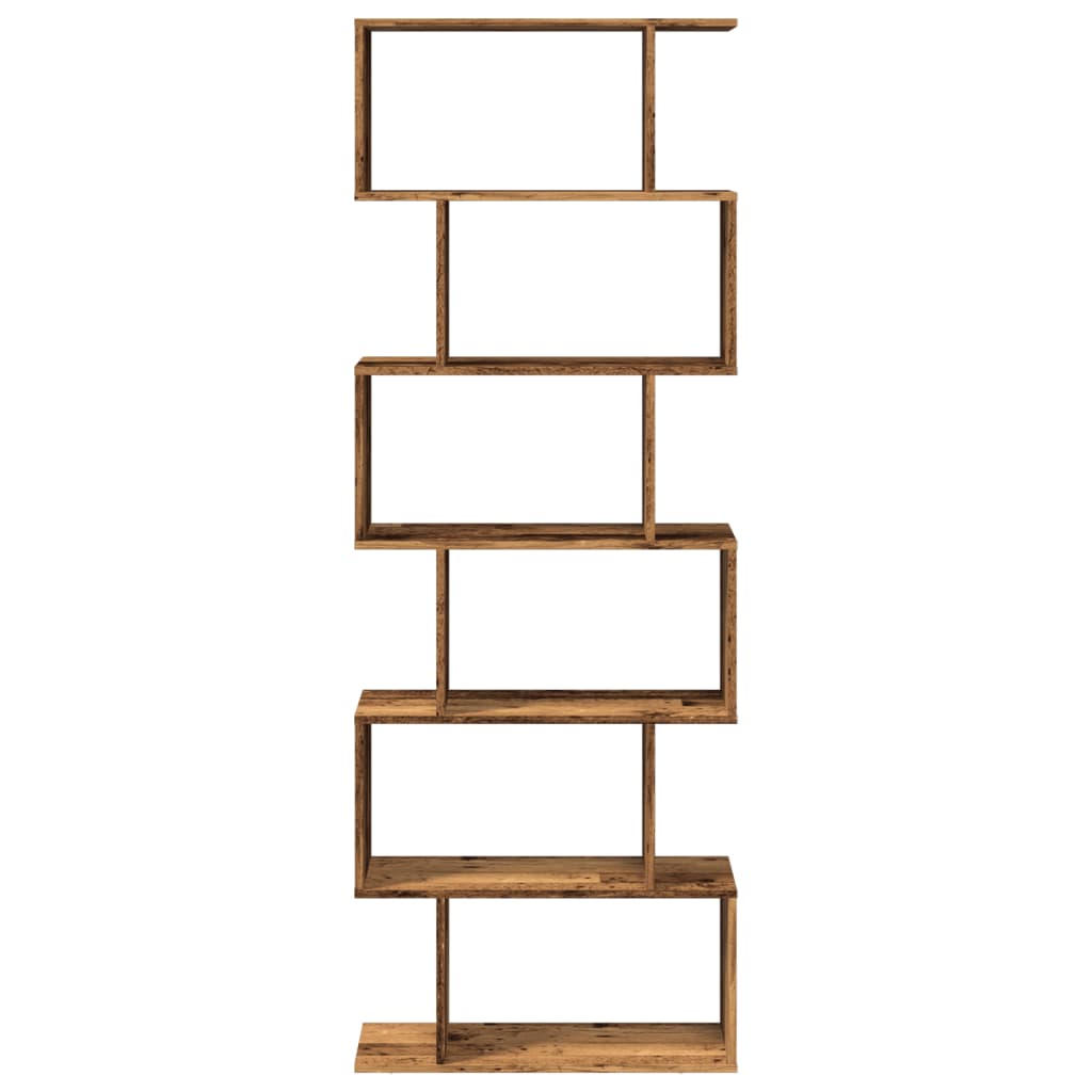 Étagère séparatrice de pièce à 6 niveaux vieux bois 70x24x193cm - XIOS