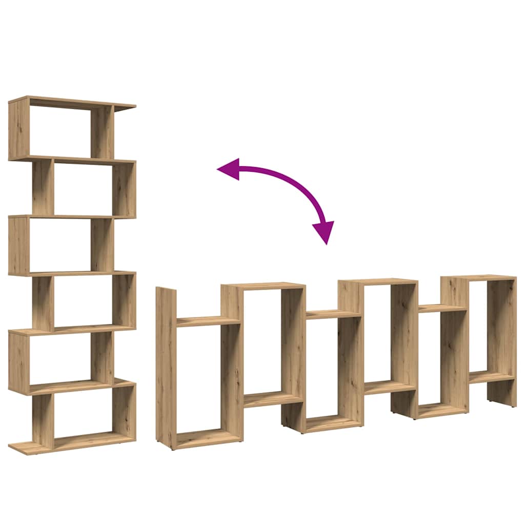 Étagère séparatrice de pièce à 6 niveaux chêne artisanal - XIOS