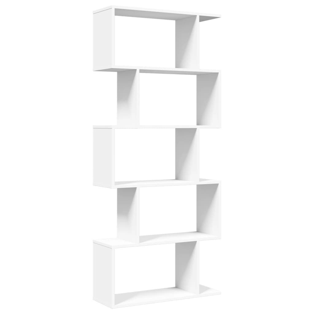 Bibliothèque séparateur de pièce à 5 niveaux Blanc 70 x 24 x 161 cm Bois d'ingénierie - XIOS