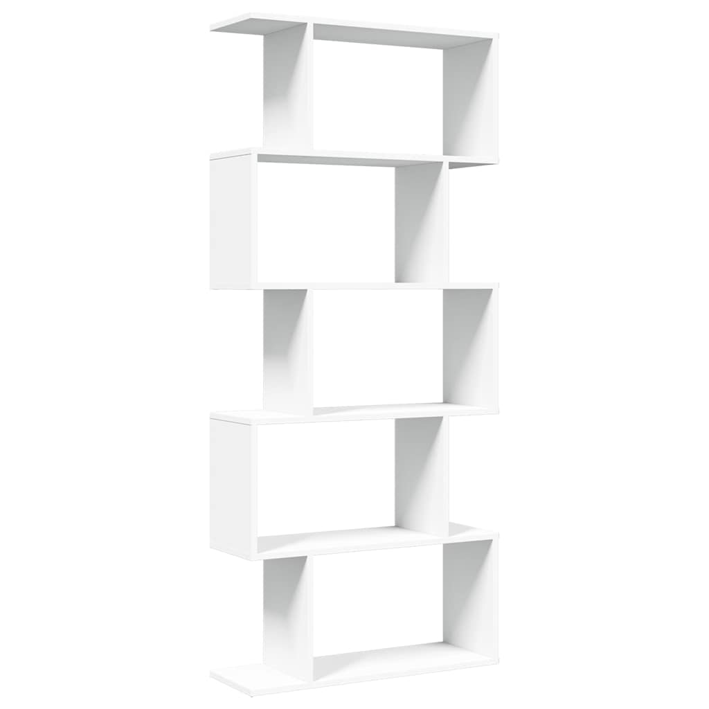 Bibliothèque séparateur de pièce à 5 niveaux Blanc 70 x 24 x 161 cm Bois d'ingénierie - XIOS