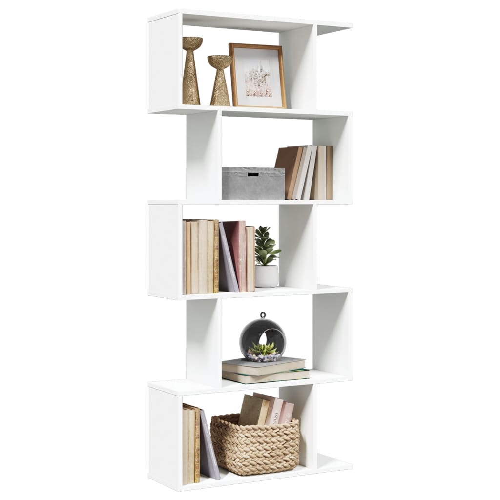 Bibliothèque séparateur de pièce à 5 niveaux Blanc 70 x 24 x 161 cm Bois d'ingénierie - XIOS