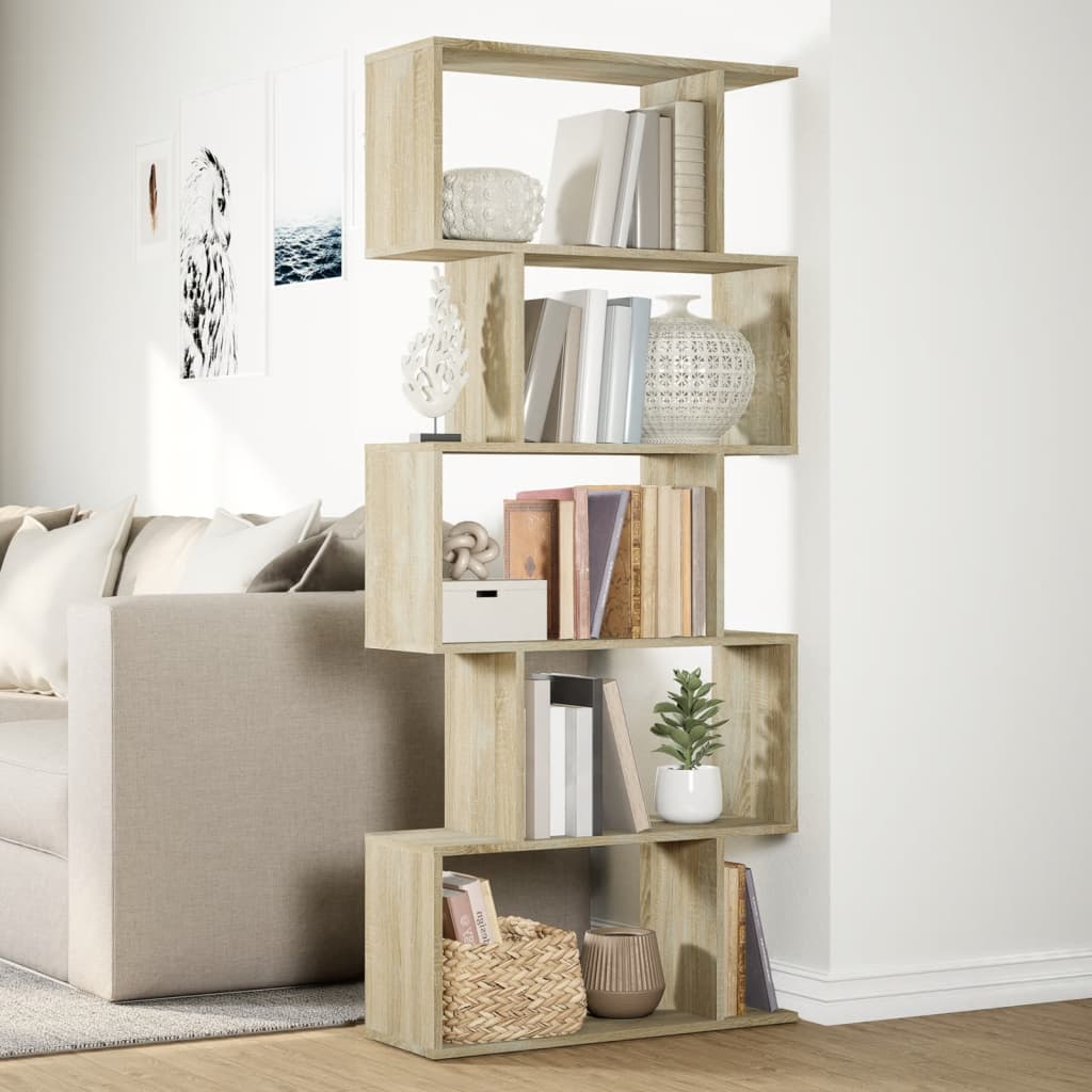 Étagère séparatrice de pièce 5 niveaux chêne sonoma 70x24x161cm - XIOS