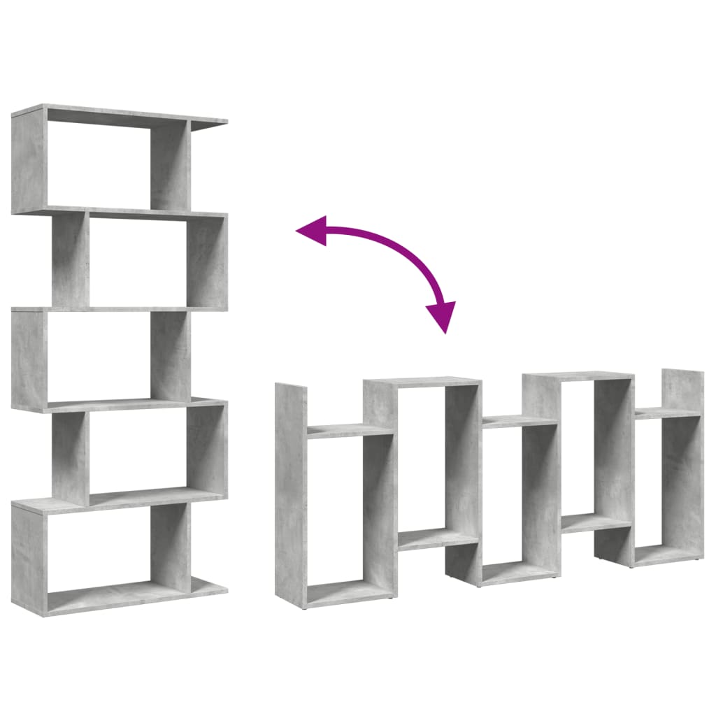 Étagère séparatrice de pièce à 5 niveaux gris béton 70x24x161cm - XIOS