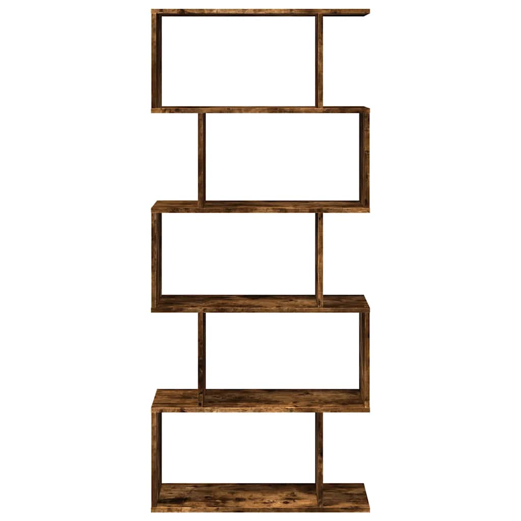 Étagère séparatrice de pièce à 5 niveaux chêne fumé 70x24x161cm - XIOS