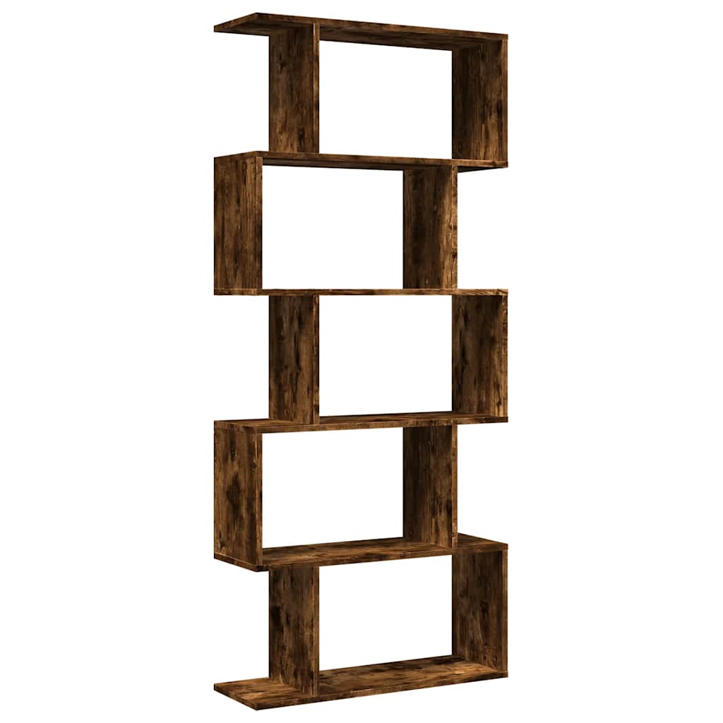 Étagère séparatrice de pièce à 5 niveaux chêne fumé 70x24x161cm - XIOS