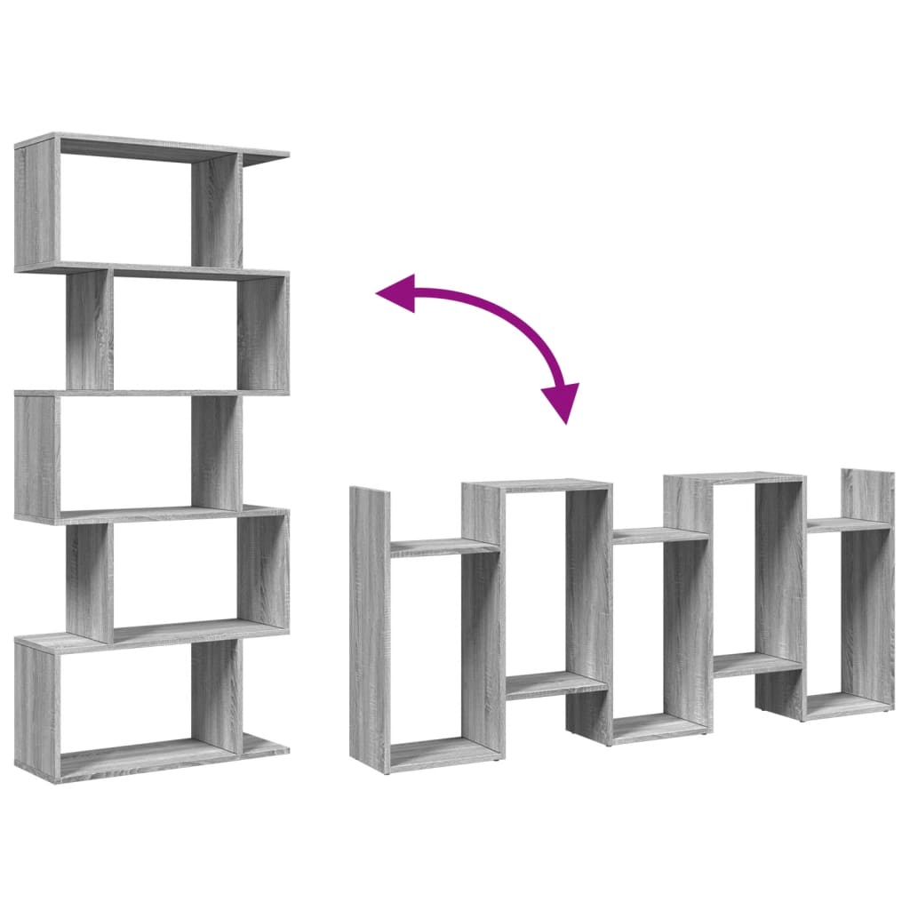 Étagère séparatrice de pièce 5 niveaux sonoma gris 70x24x161 cm - XIOS