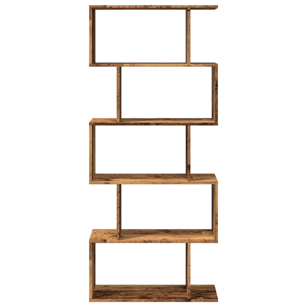 Étagère séparatrice de pièce à 5 niveaux vieux bois 70x24x161cm - XIOS