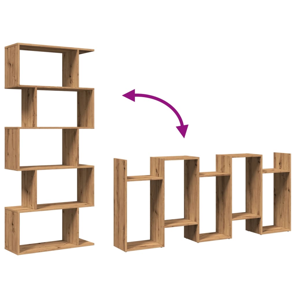 Étagère séparatrice de pièce à 5 niveaux chêne artisanal - XIOS