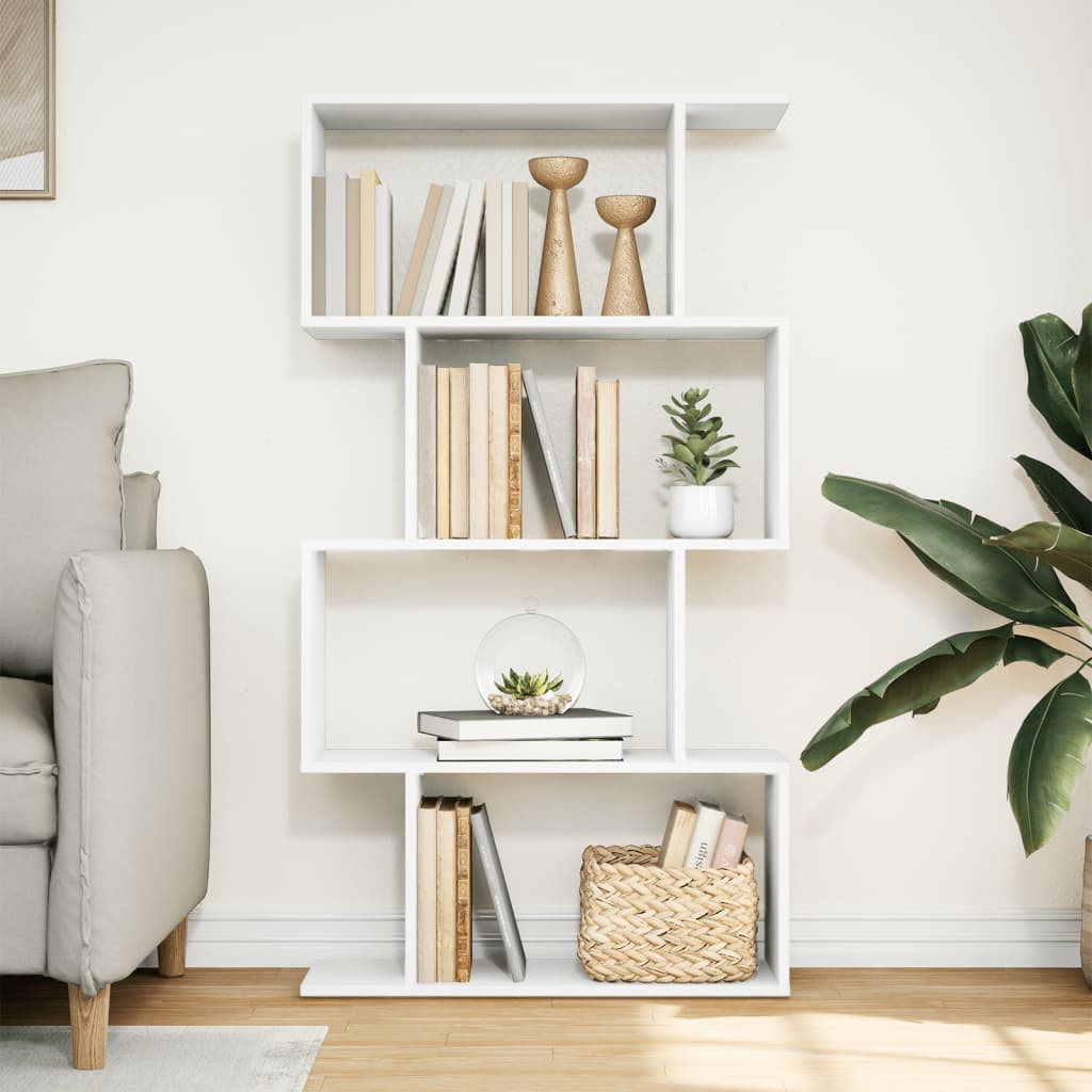 Bibliothèque séparateur de pièce à 4 niveaux Blanc 70 x 24 x 129 cm Bois d'ingénierie - XIOS