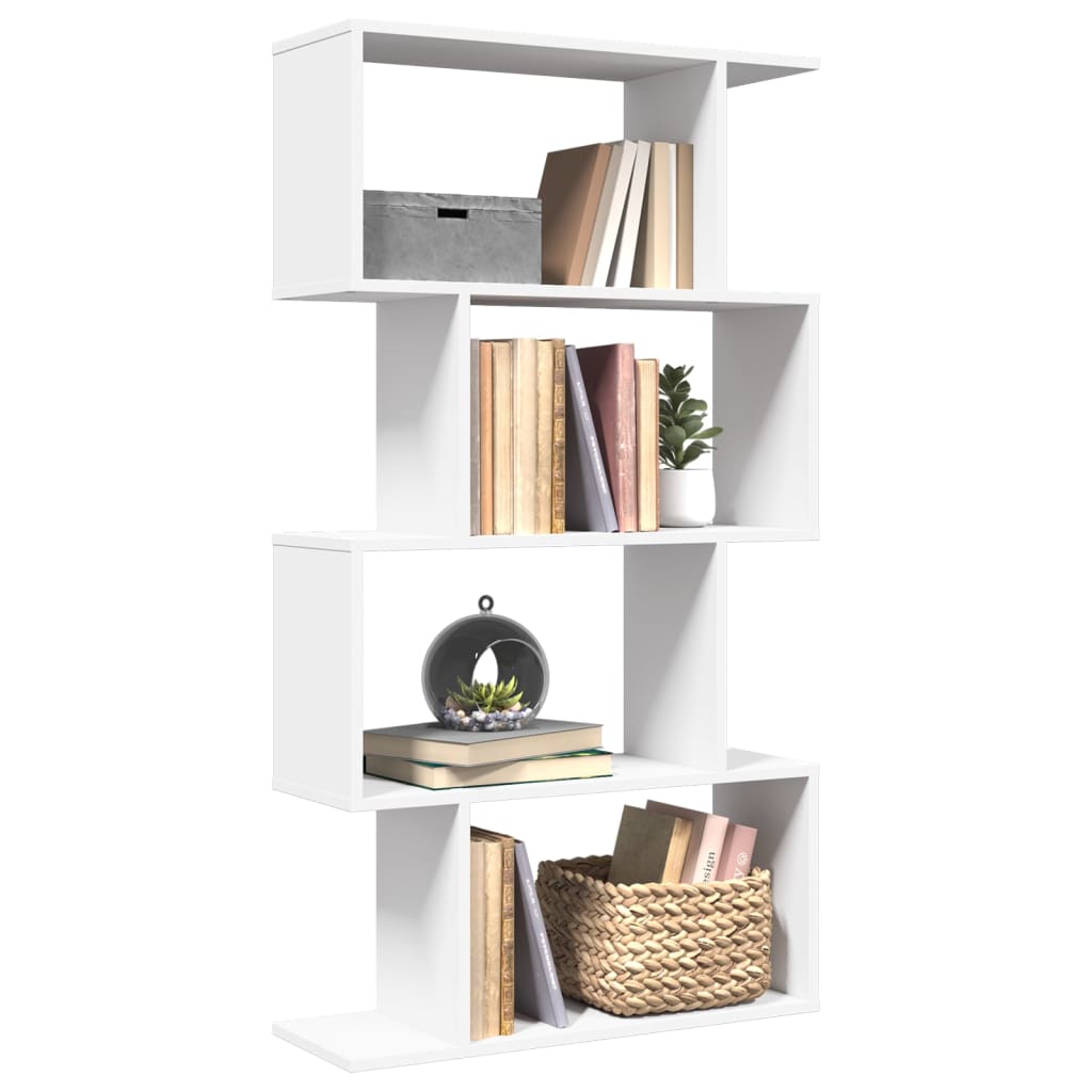 Bibliothèque séparateur de pièce à 4 niveaux Blanc 70 x 24 x 129 cm Bois d'ingénierie - XIOS