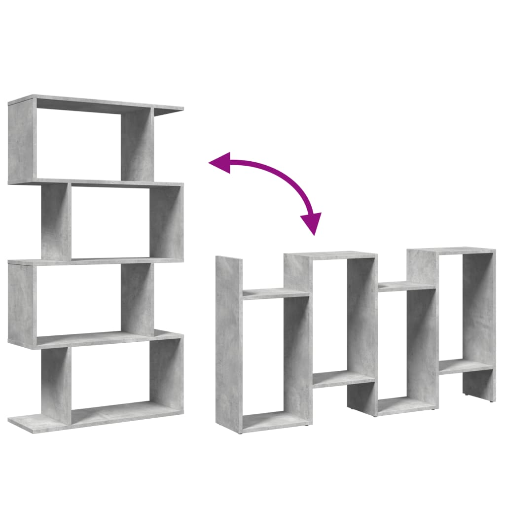 Étagère séparatrice de pièce à 4 niveaux gris béton 70x24x129cm - XIOS