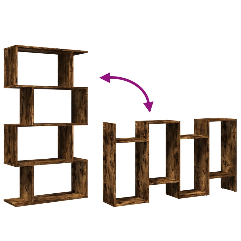 Étagère séparatrice de pièce à 4 niveaux chêne fumé 70x24x129cm - XIOS
