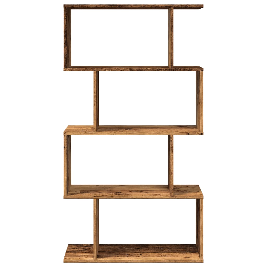 Étagère séparatrice de pièce à 4 niveaux vieux bois 70x24x129cm - XIOS