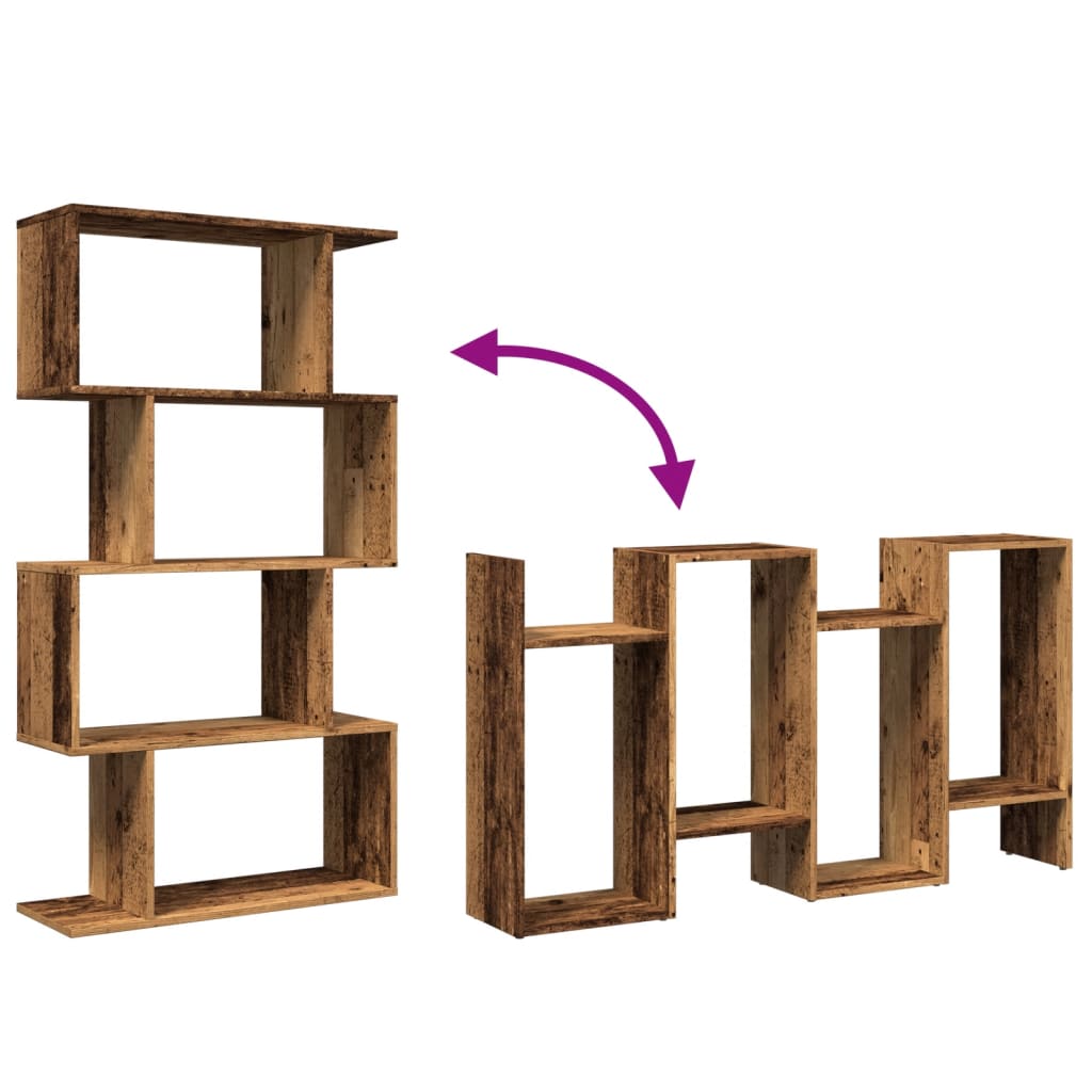 Étagère séparatrice de pièce à 4 niveaux vieux bois 70x24x129cm - XIOS