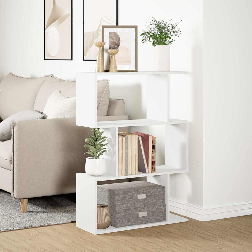 Bibliothèque séparateur de pièce à 3 niveaux Blanc 70 x 24 x 97 cm Bois d'ingénierie - XIOS