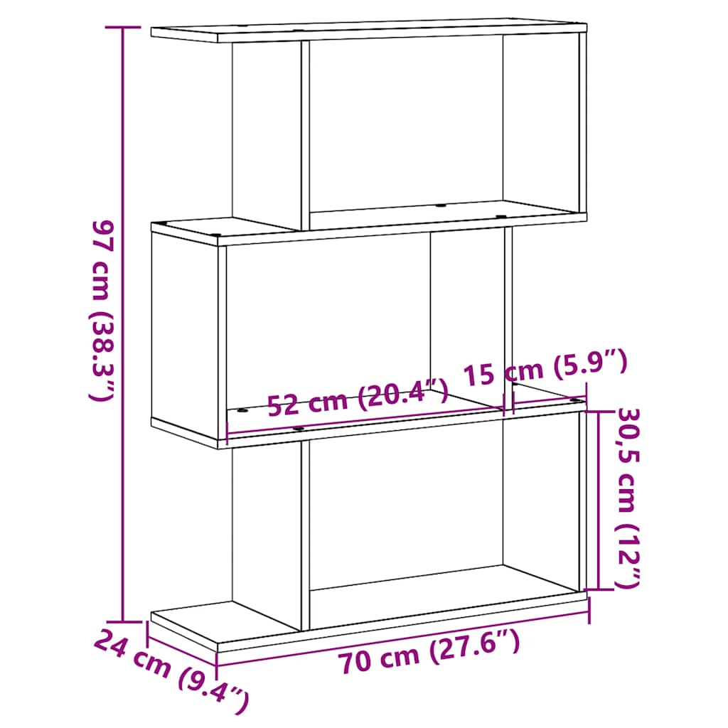 Bibliothèque séparateur de pièce à 3 niveaux Blanc 70 x 24 x 97 cm Bois d'ingénierie - XIOS