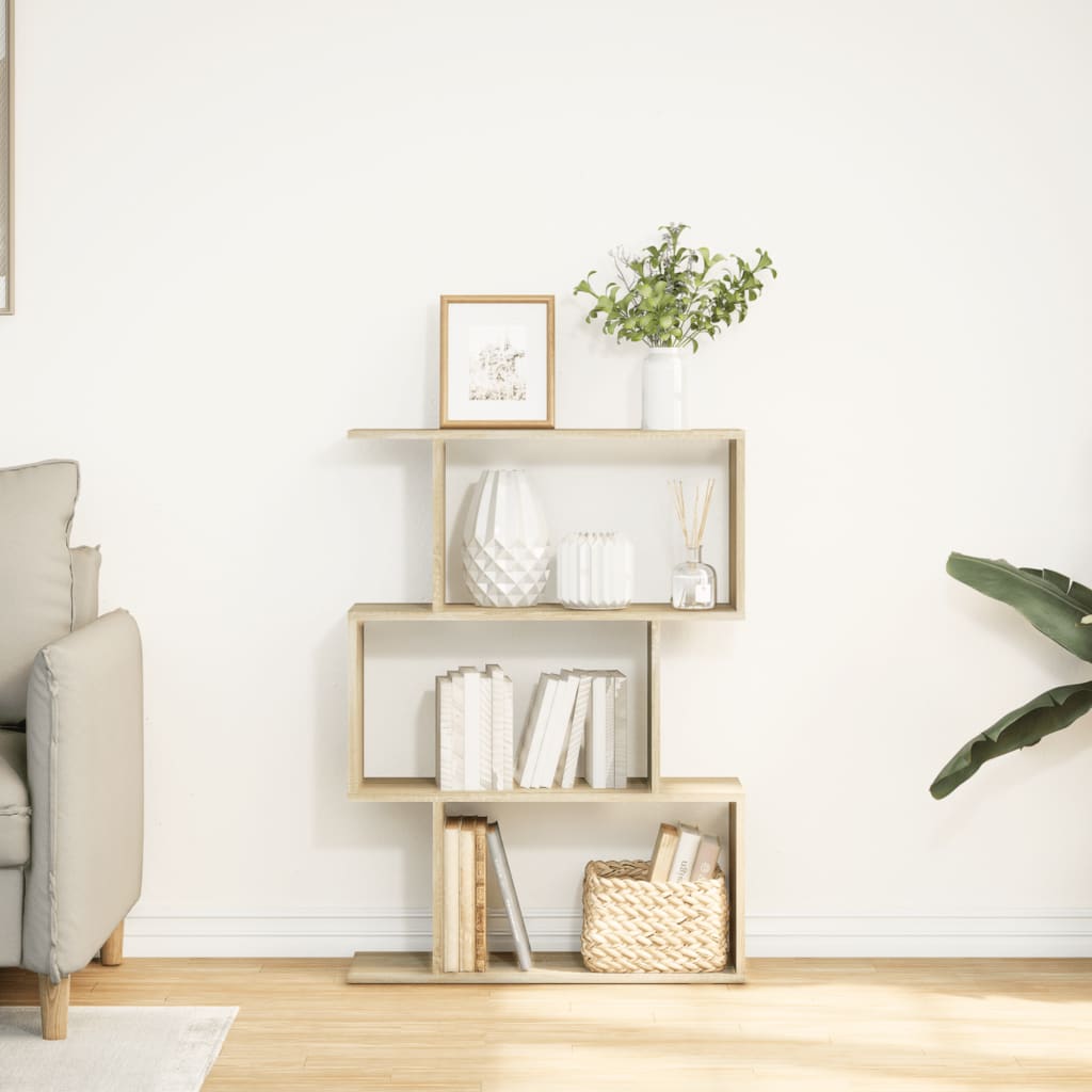 Étagère séparatrice de pièce 3 niveaux chêne sonoma 70x24x97 cm - XIOS