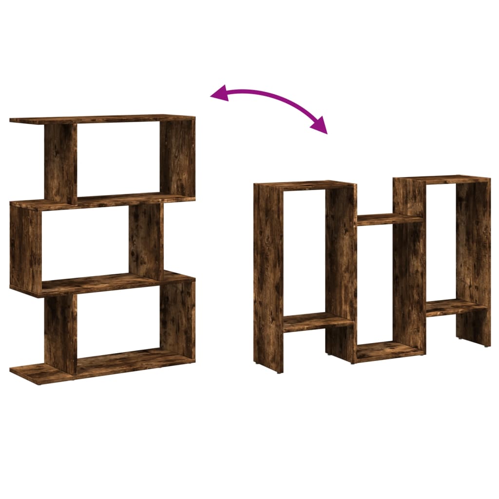 Étagère séparatrice de pièce à 3 niveaux chêne fumé 70x24x97 cm - XIOS