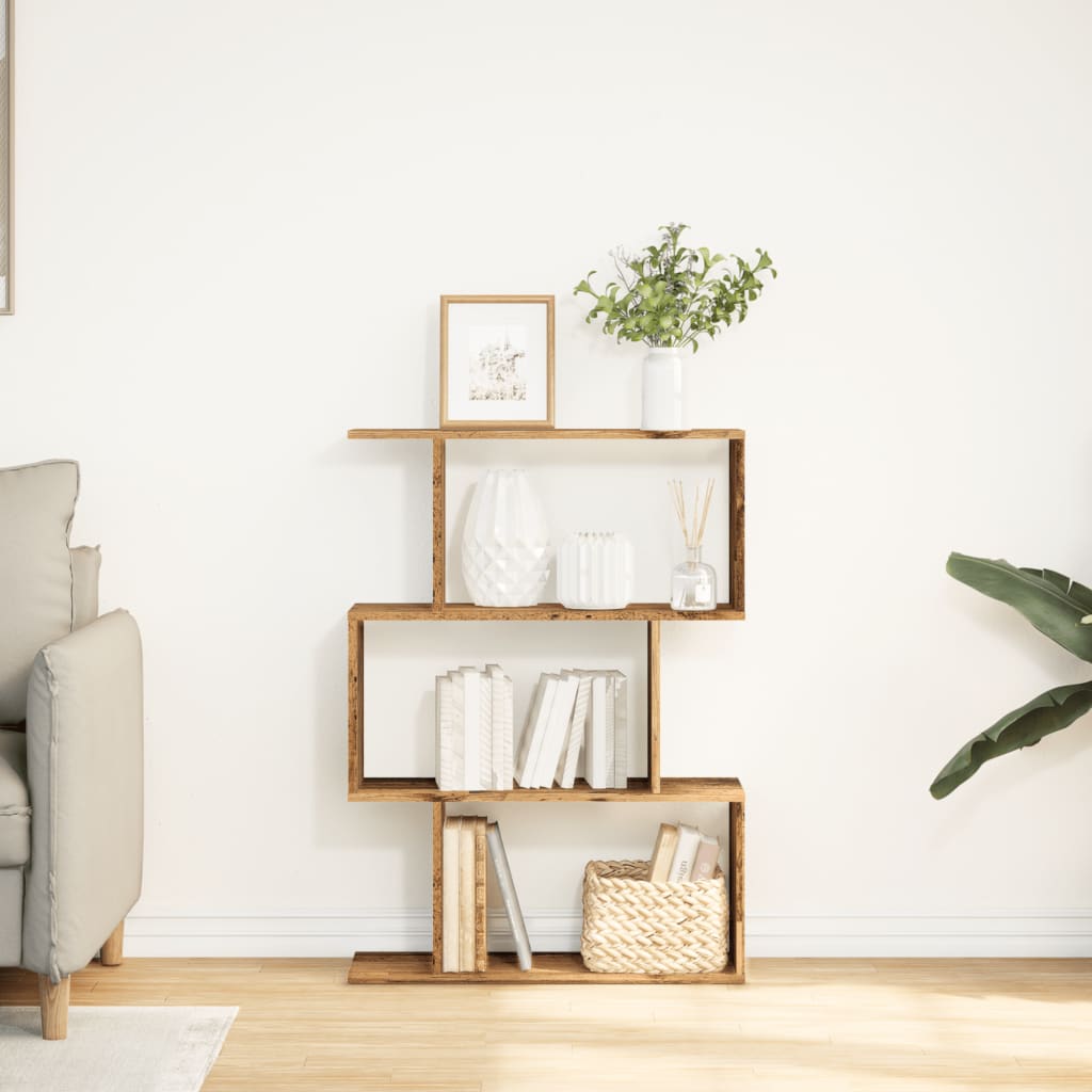 Étagère séparatrice de pièce à 3 niveaux vieux bois 70x24x97 cm - XIOS
