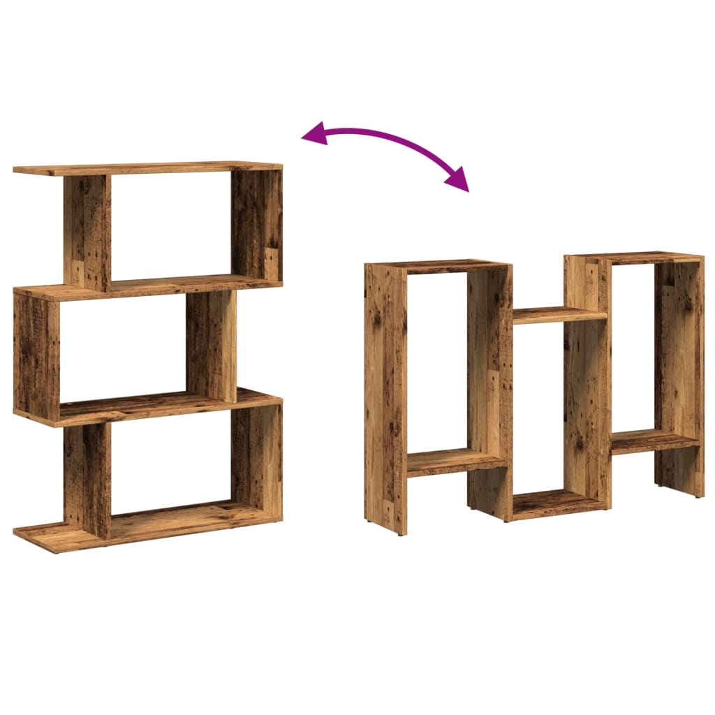 Étagère séparatrice de pièce à 3 niveaux vieux bois 70x24x97 cm - XIOS