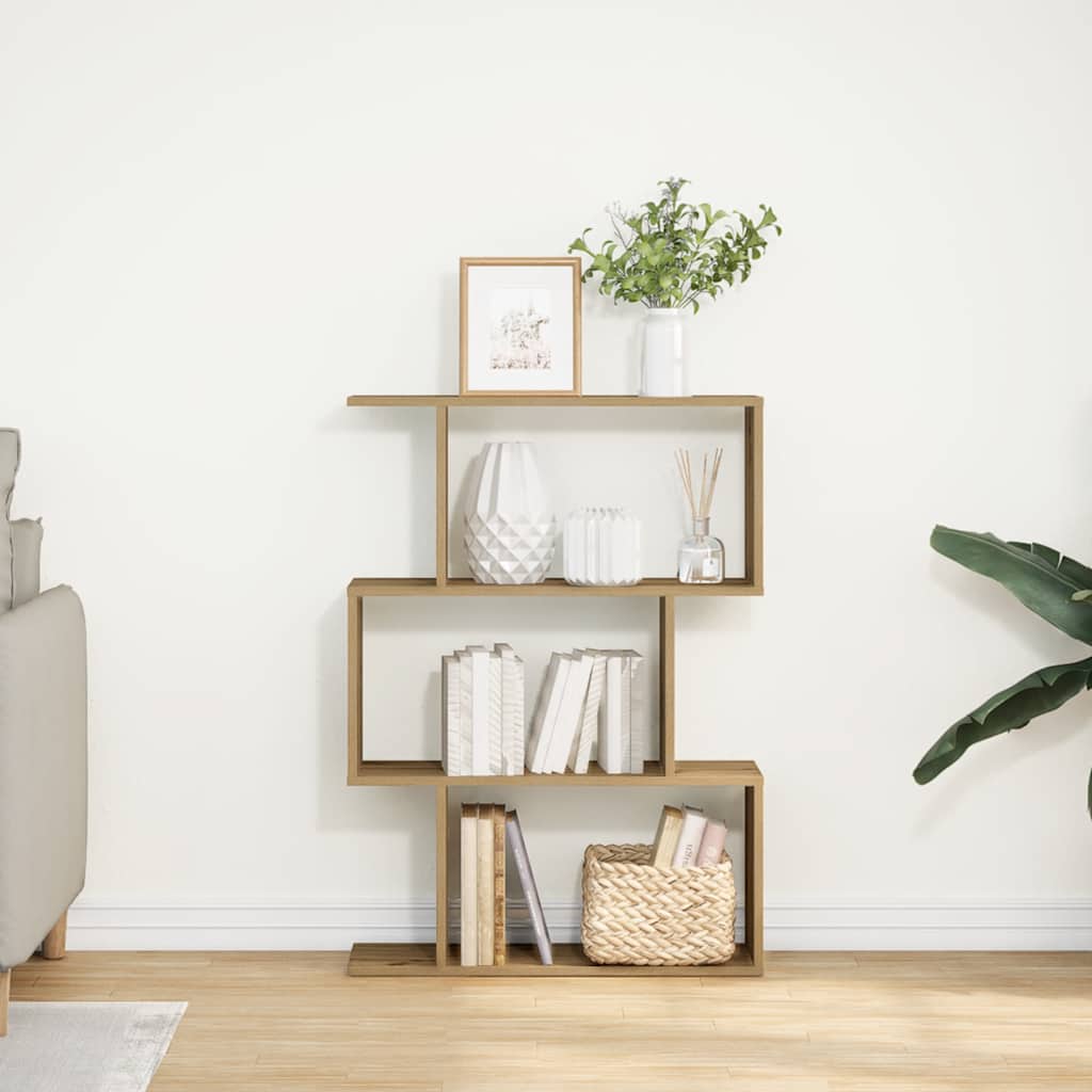 Étagère séparatrice de pièce à 3 niveaux chêne artisanal - XIOS