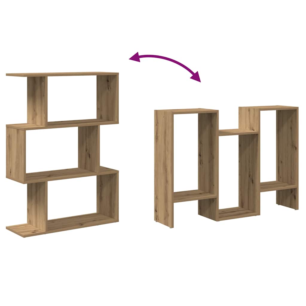 Étagère séparatrice de pièce à 3 niveaux chêne artisanal - XIOS