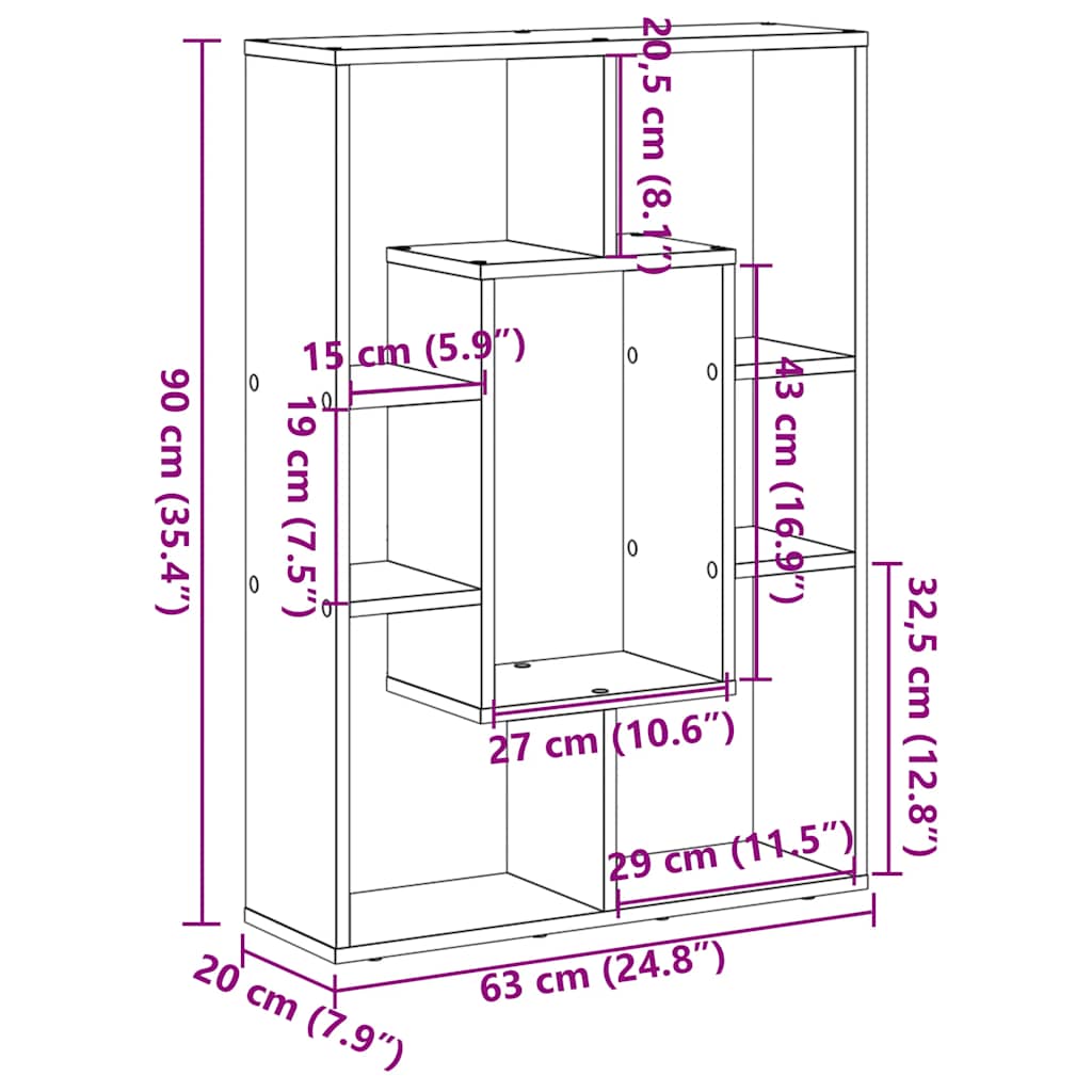 Bibliothèque Blanc 63x20x90 cm Bois d'ingénierie