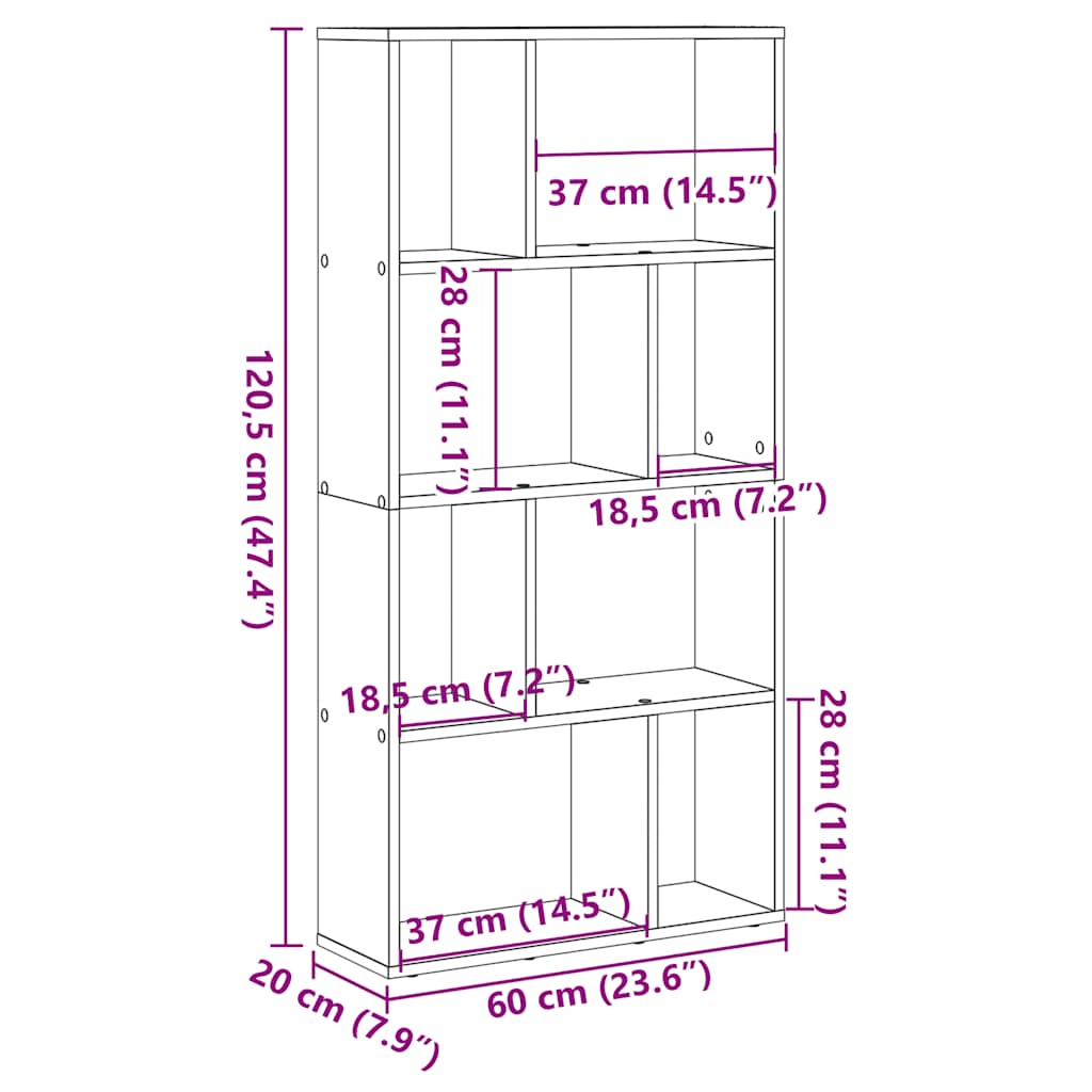 Bibliothèque Blanc 60x20x120,5 cm Bois d'ingénierie - XIOS