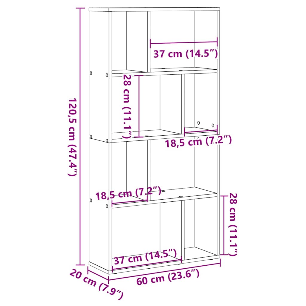 Bibliothèque chêne sonoma 60x20x120,5 cm bois d'ingénierie