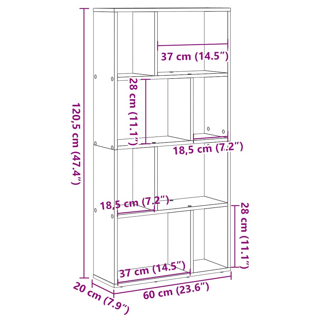 Bibliothèque chêne marron 60x20x120,5 cm bois d'ingénierie - XIOS