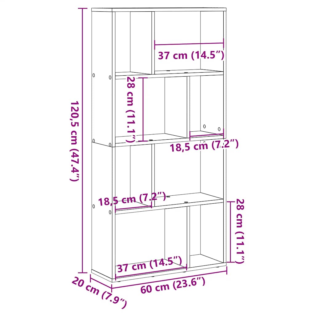 Bibliothèque chêne artisanal 60x20x120,5 cm bois d'ingénierie - XIOS