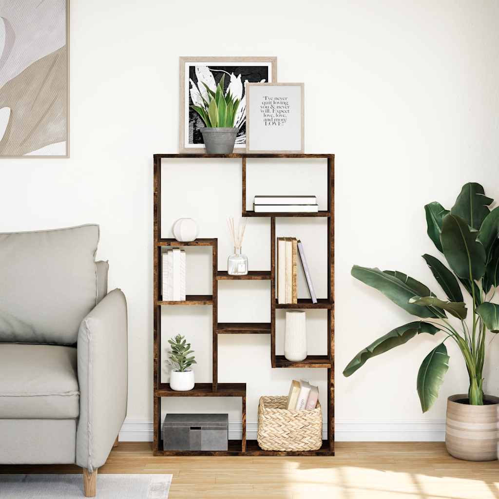 Bibliothèque chêne fumé 72x20x120,5 cm bois d'ingénierie - XIOS