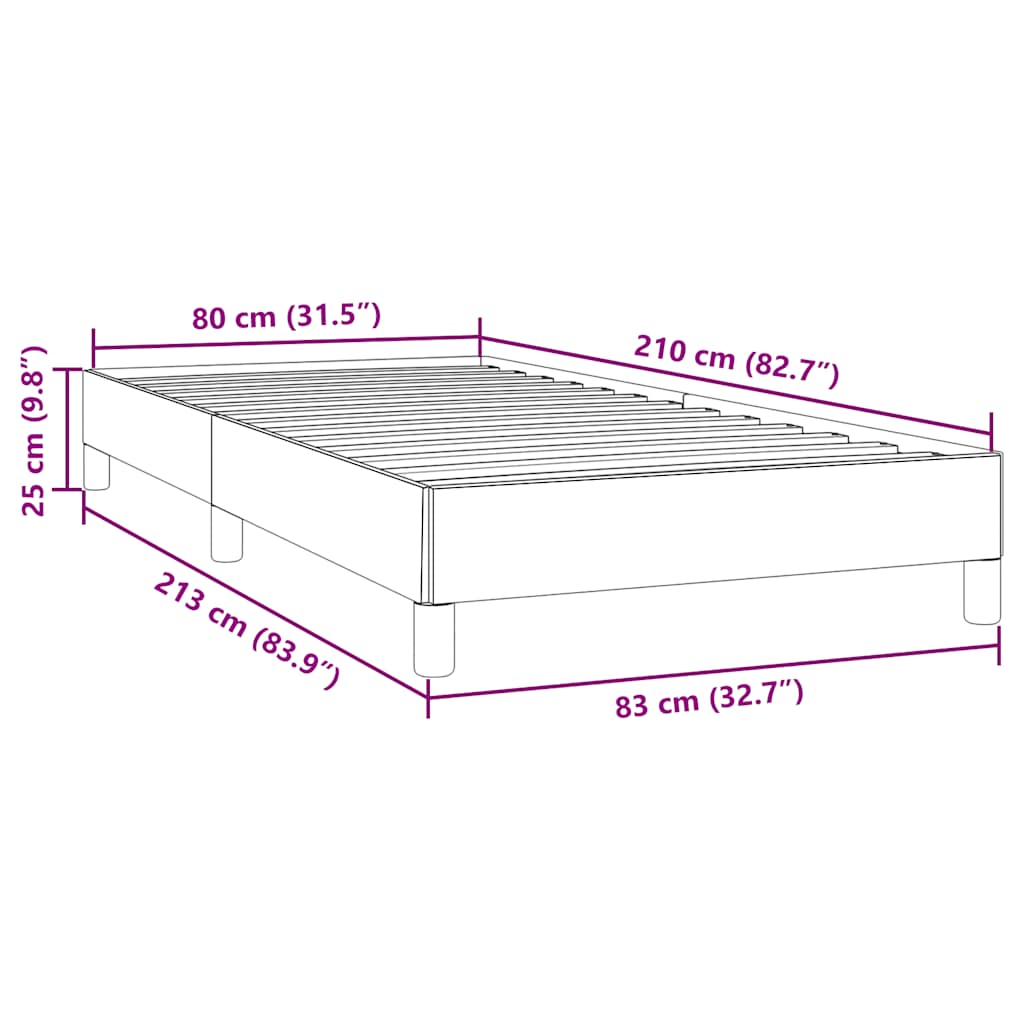 Cadre de lit sans matelas bleu foncé 80x210 cm velours - XIOS