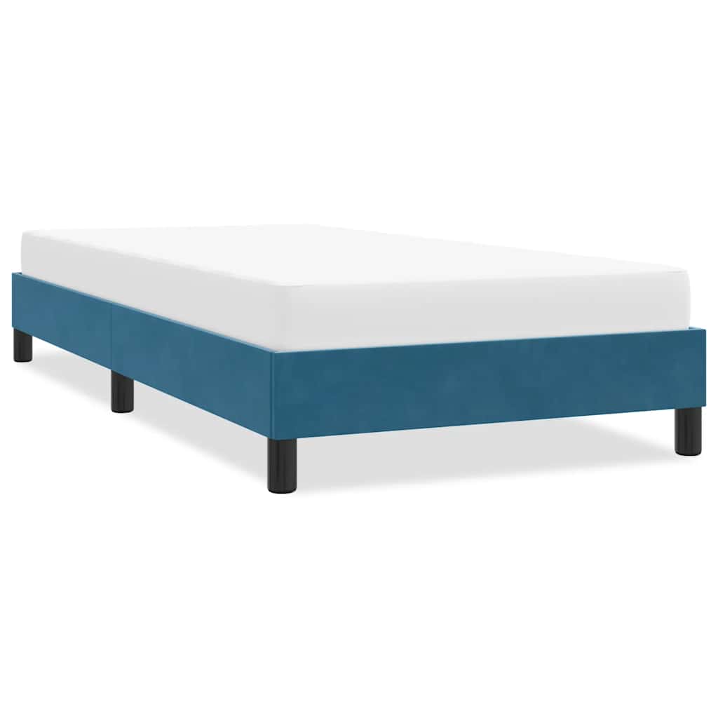Cadre de lit sans matelas bleu foncé 80x210 cm velours - XIOS