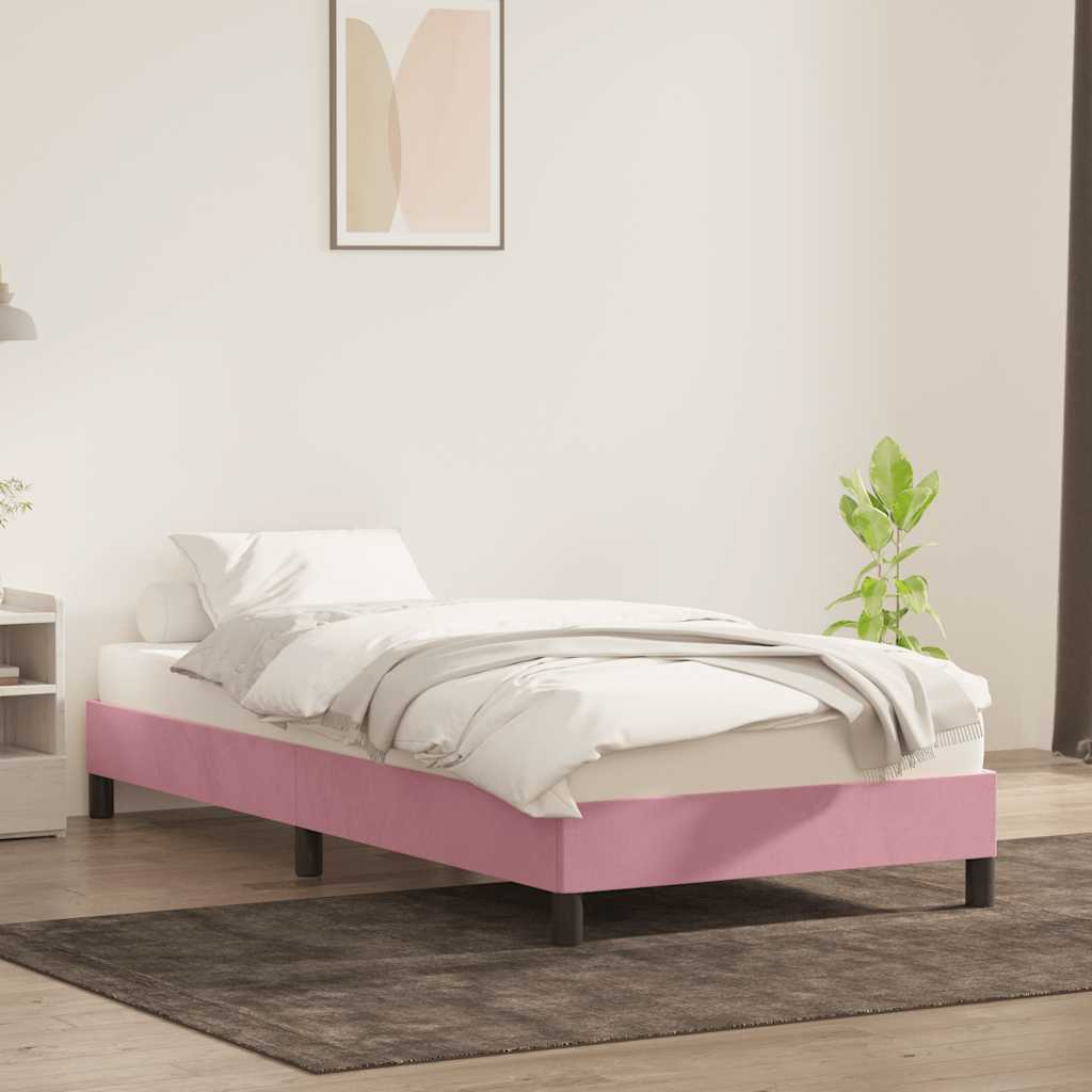 Cadre de lit sans matelas rose 80x210 cm velours - XIOS