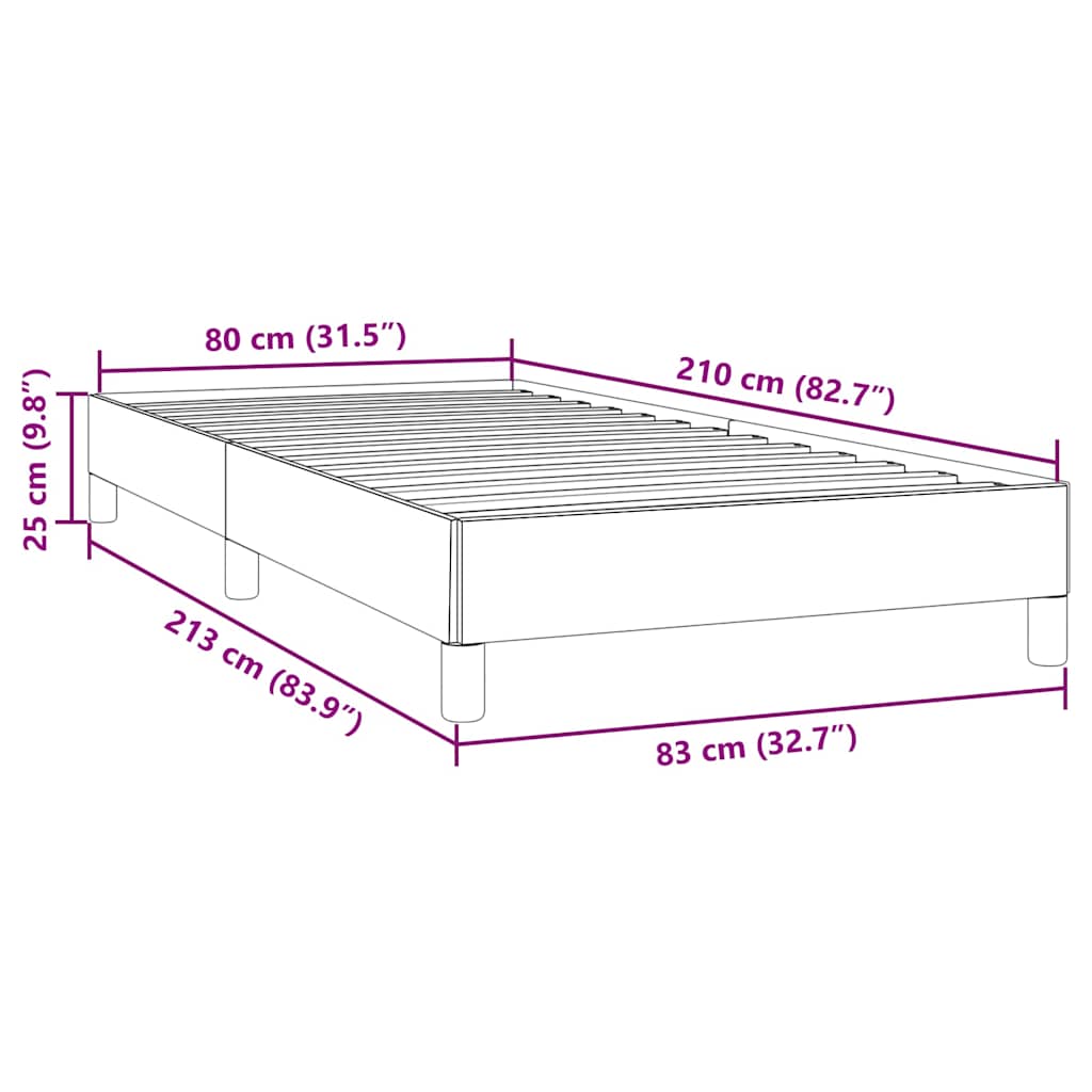 Cadre de lit sans matelas rose 80x210 cm velours - XIOS
