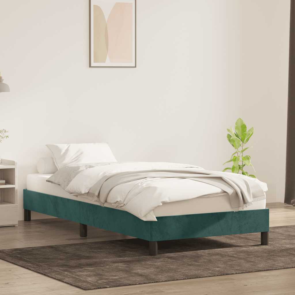 Cadre de lit sans matelas vert foncé 90x210 cm velours - XIOS
