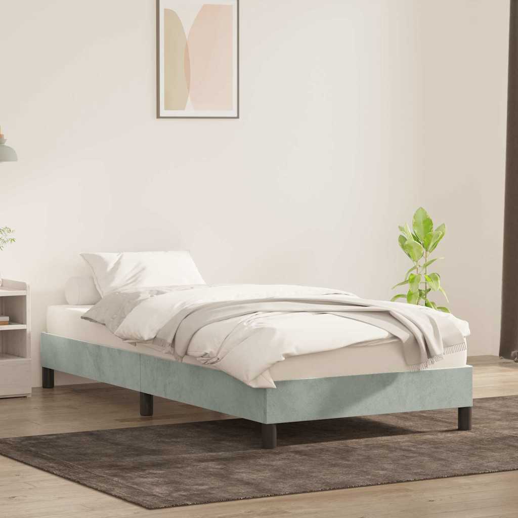 Cadre de lit sans matelas gris clair 100x210 cm velours - XIOS