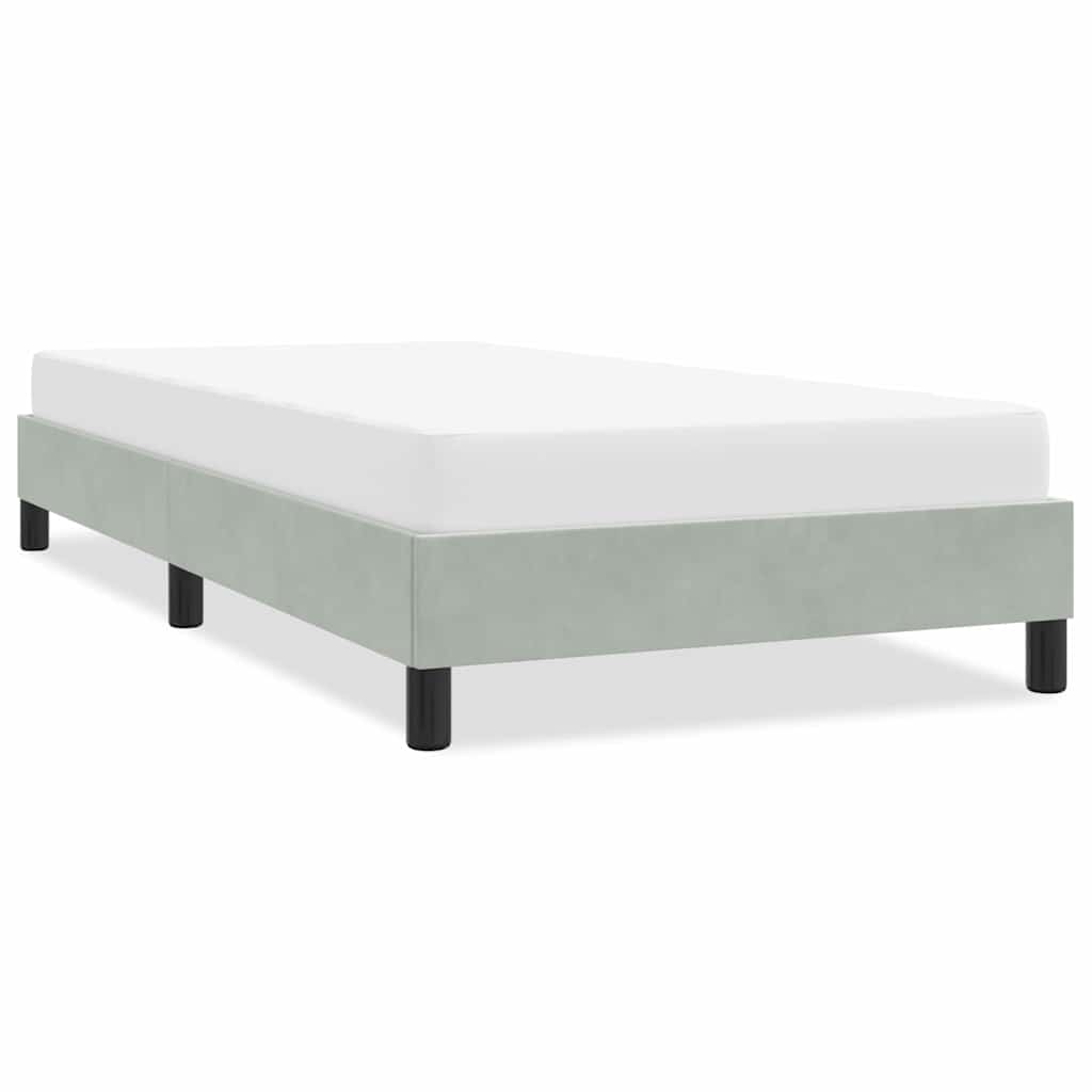 Cadre de lit sans matelas gris clair 100x210 cm velours - XIOS