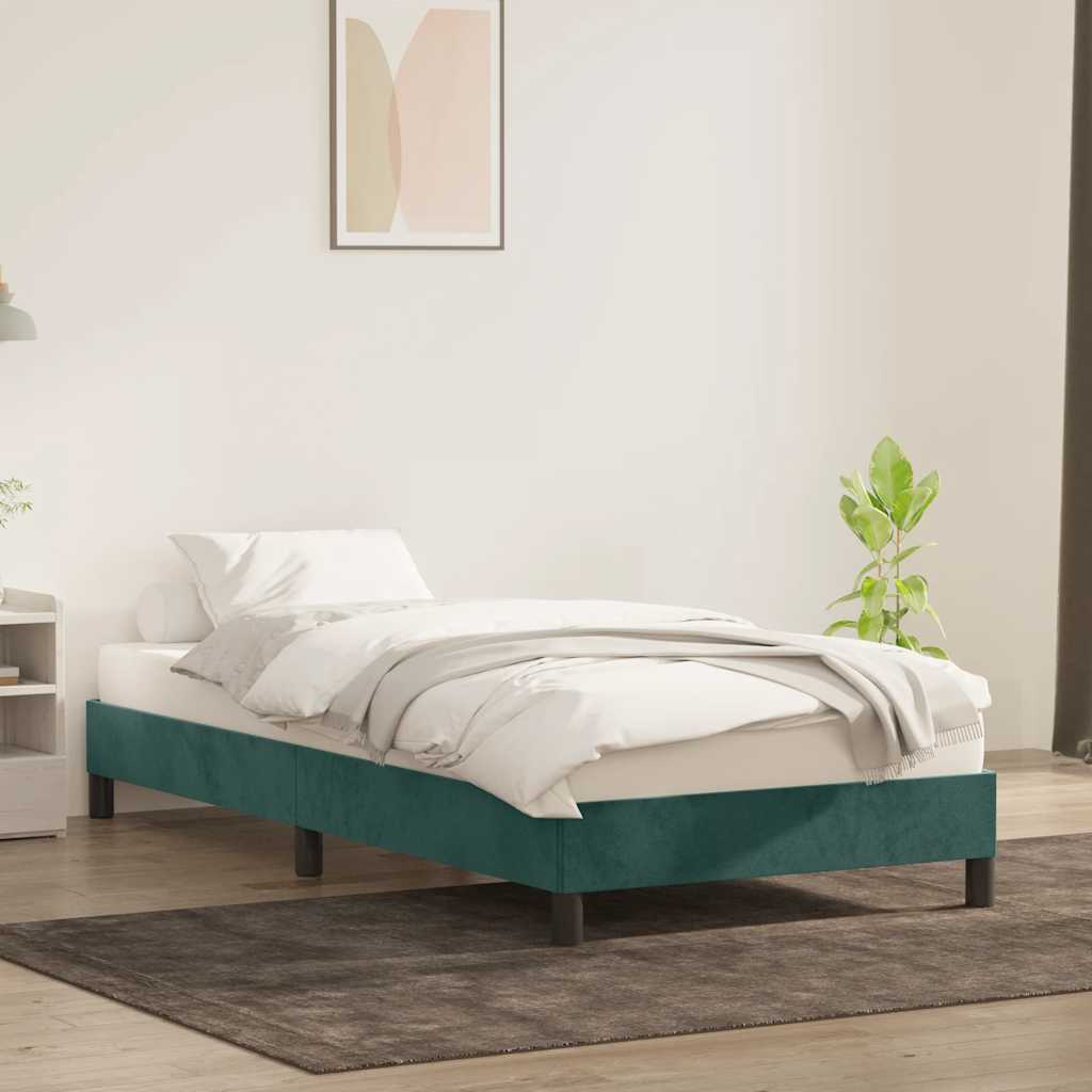 Cadre de lit sans matelas vert foncé 100x210 cm velours - XIOS