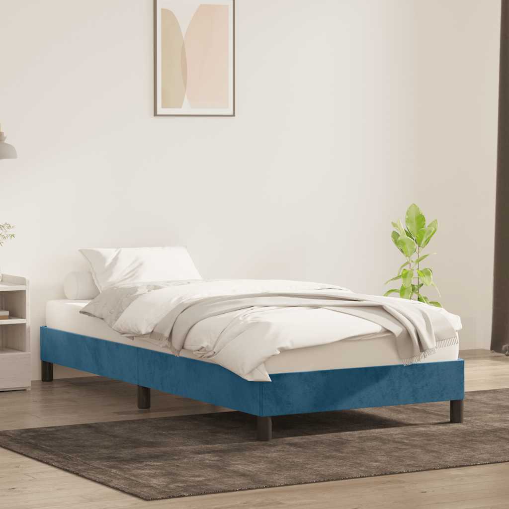 Cadre de lit sans matelas bleu foncé 100x210 cm velours - XIOS