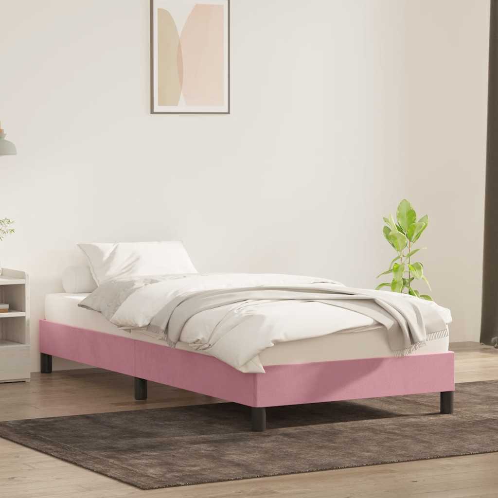 Cadre de lit sans matelas rose 100x210 cm velours - XIOS