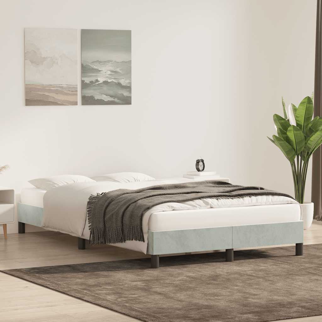 Cadre de lit sans matelas gris clair 120x210 cm velours - XIOS