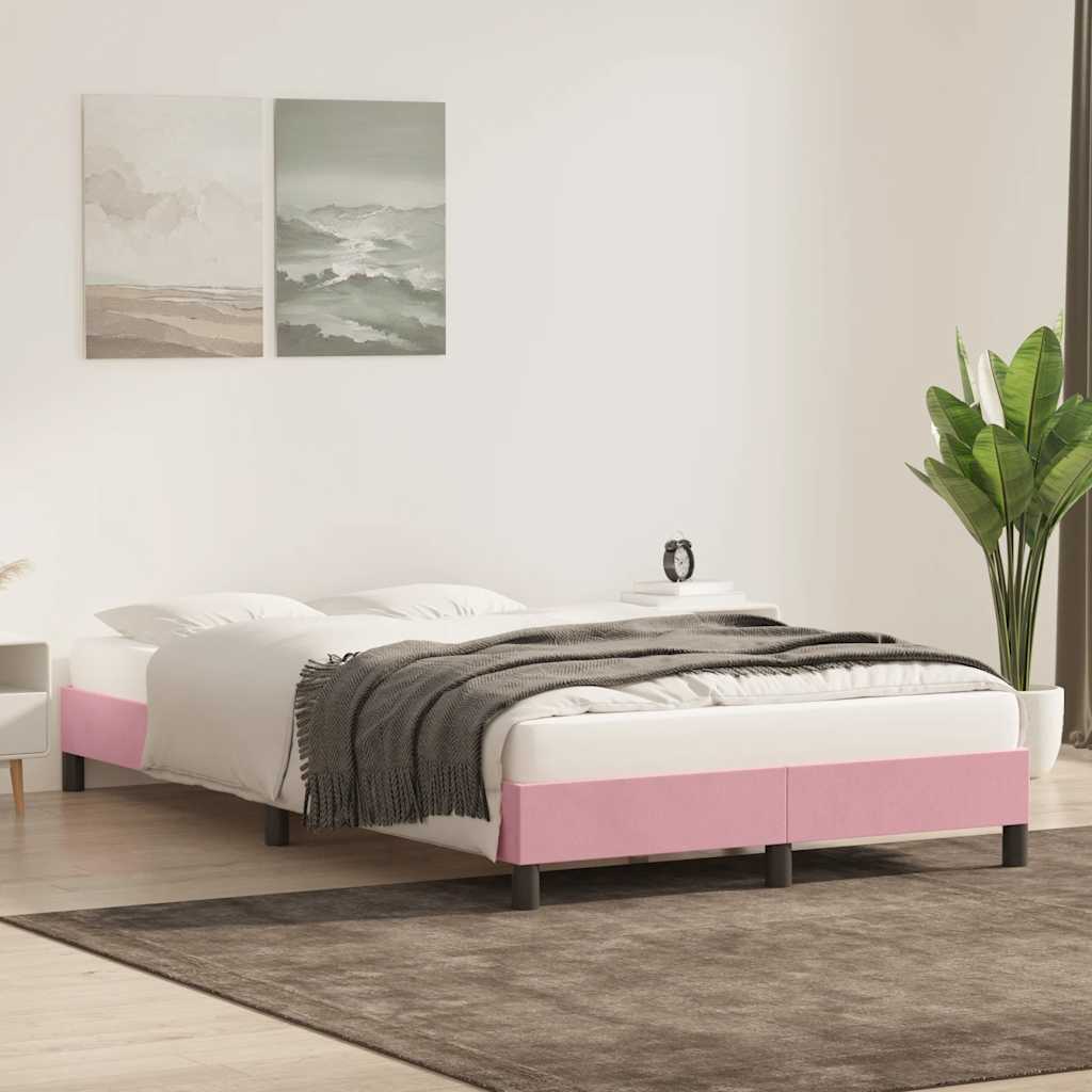 Cadre de lit sans matelas rose 120x210 cm velours - XIOS