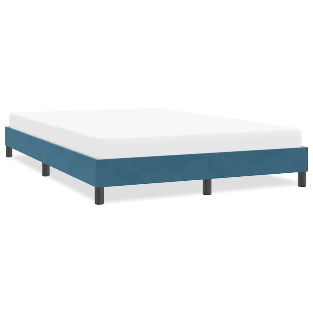 Cadre de lit sans matelas bleu foncé 140x210 cm velours - XIOS