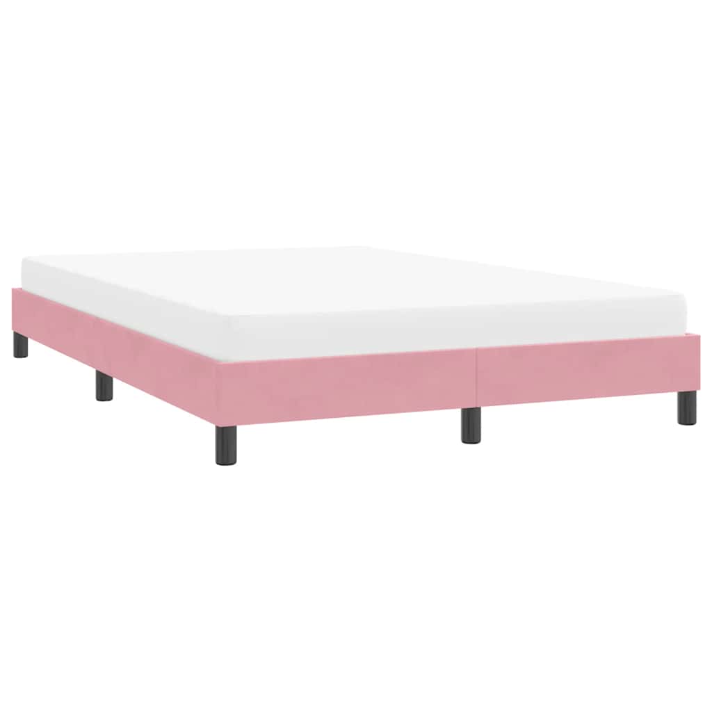 Cadre de lit sans matelas rose 140x210 cm velours - XIOS