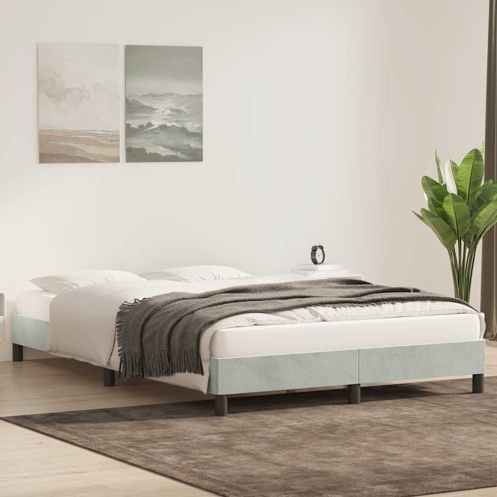 Cadre de lit sans matelas gris clair 160x210 cm velours - XIOS