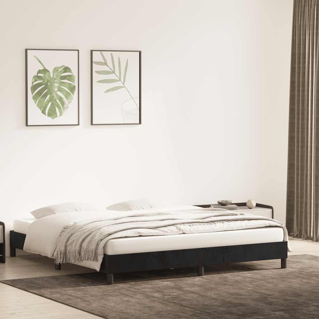Cadre de lit sans matelas noir 180x210 cm velours - XIOS